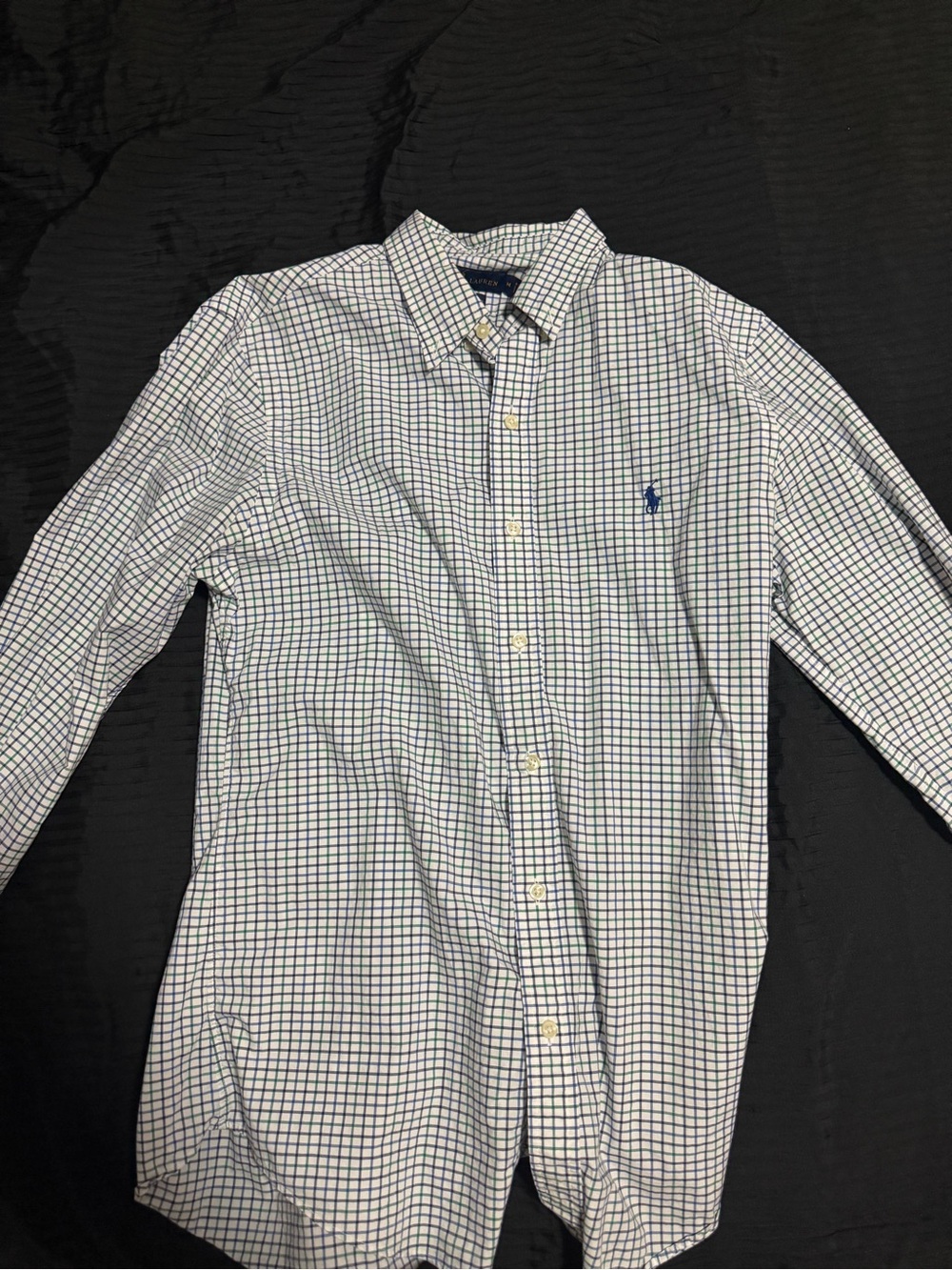 Ralph Lauren White & Navy Checked Button-Down Shirt